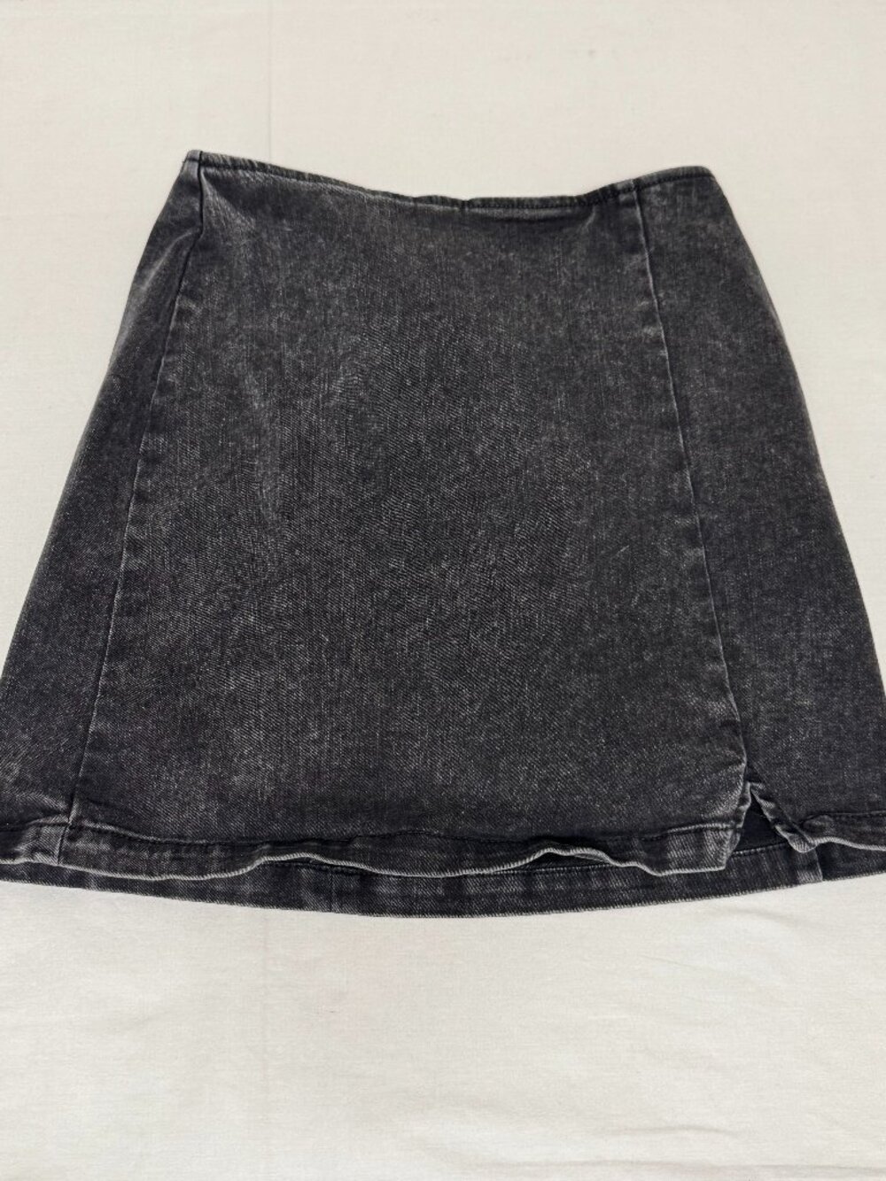 Wild Fable Black Washed Denim Mini Skirt Size 4 A-Line Zip Back